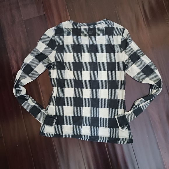Rag & Bone T-shirt Black White Houndstooth Top Long Sleeve - Picture 4 of 8
